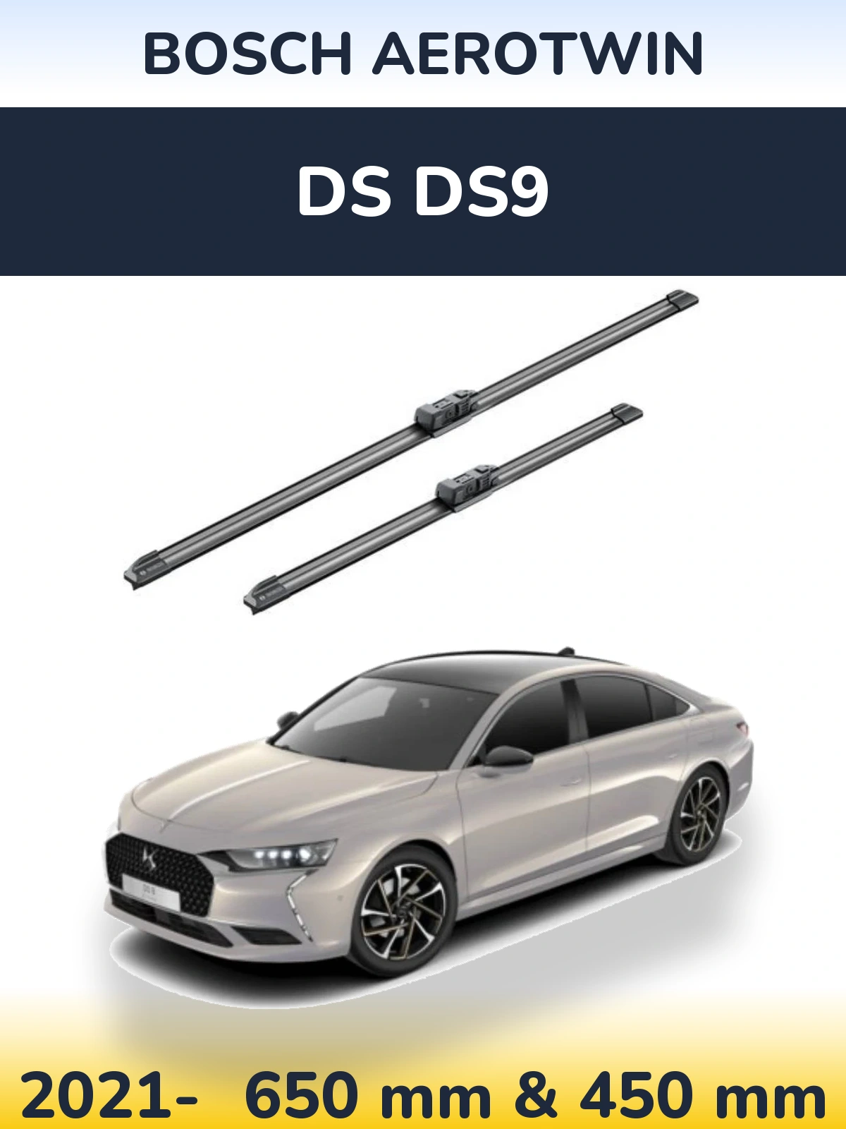 Комплект передніх щіток BOSCH AeroTwin 650 & 450 мм для DS DS9 2021-2026