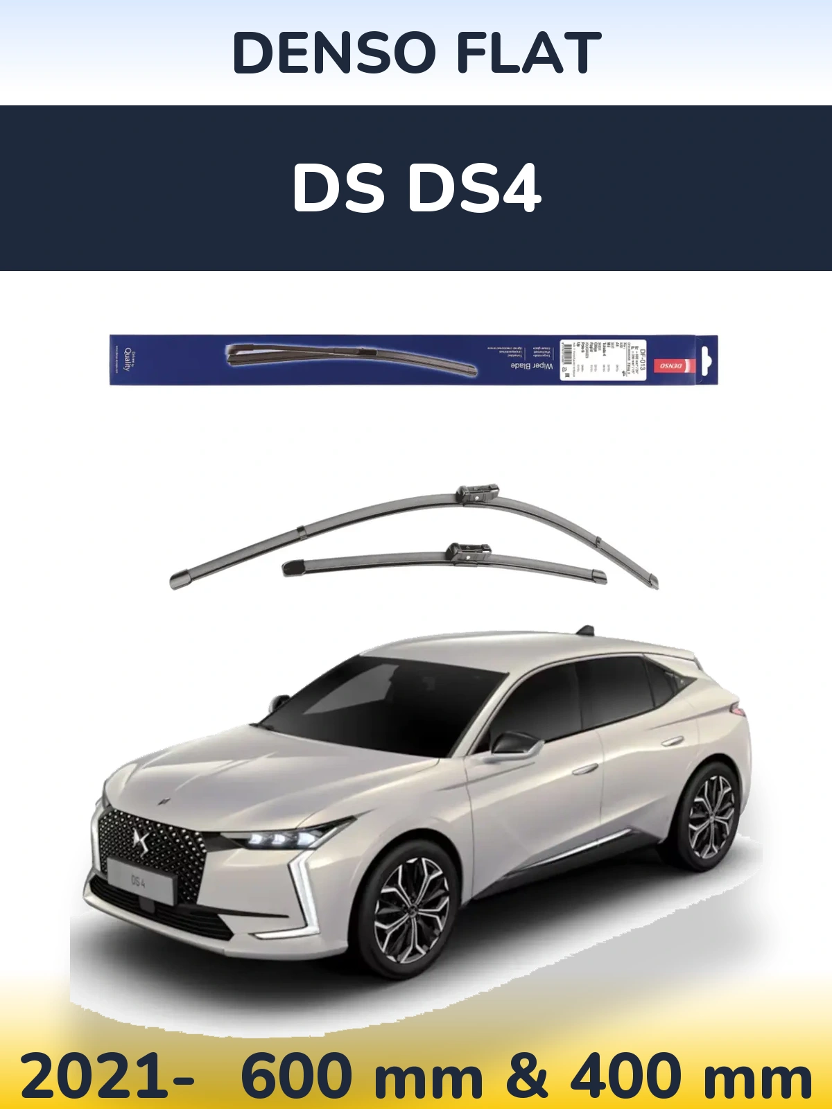 Front wiper blade set Denso Flat 600 & 380 mm for DS DS4 2021-2026