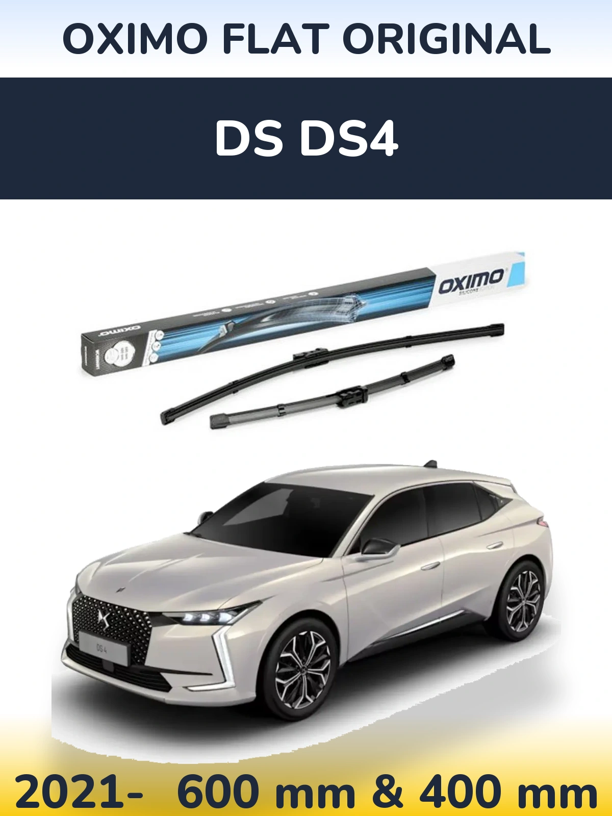 Front wiper blade set Oximo Flat Original 600 & 400 mm for DS DS4 2021-2026