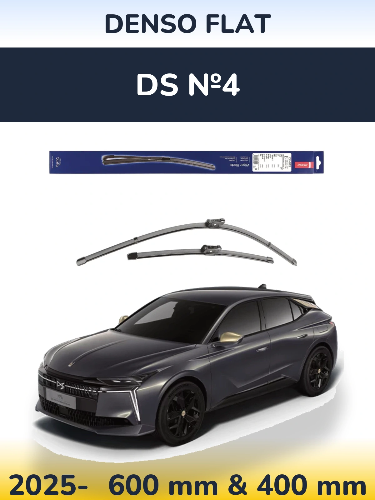 Front wiper blade set Denso Flat 600 & 380 mm for DS №4 2025-2026