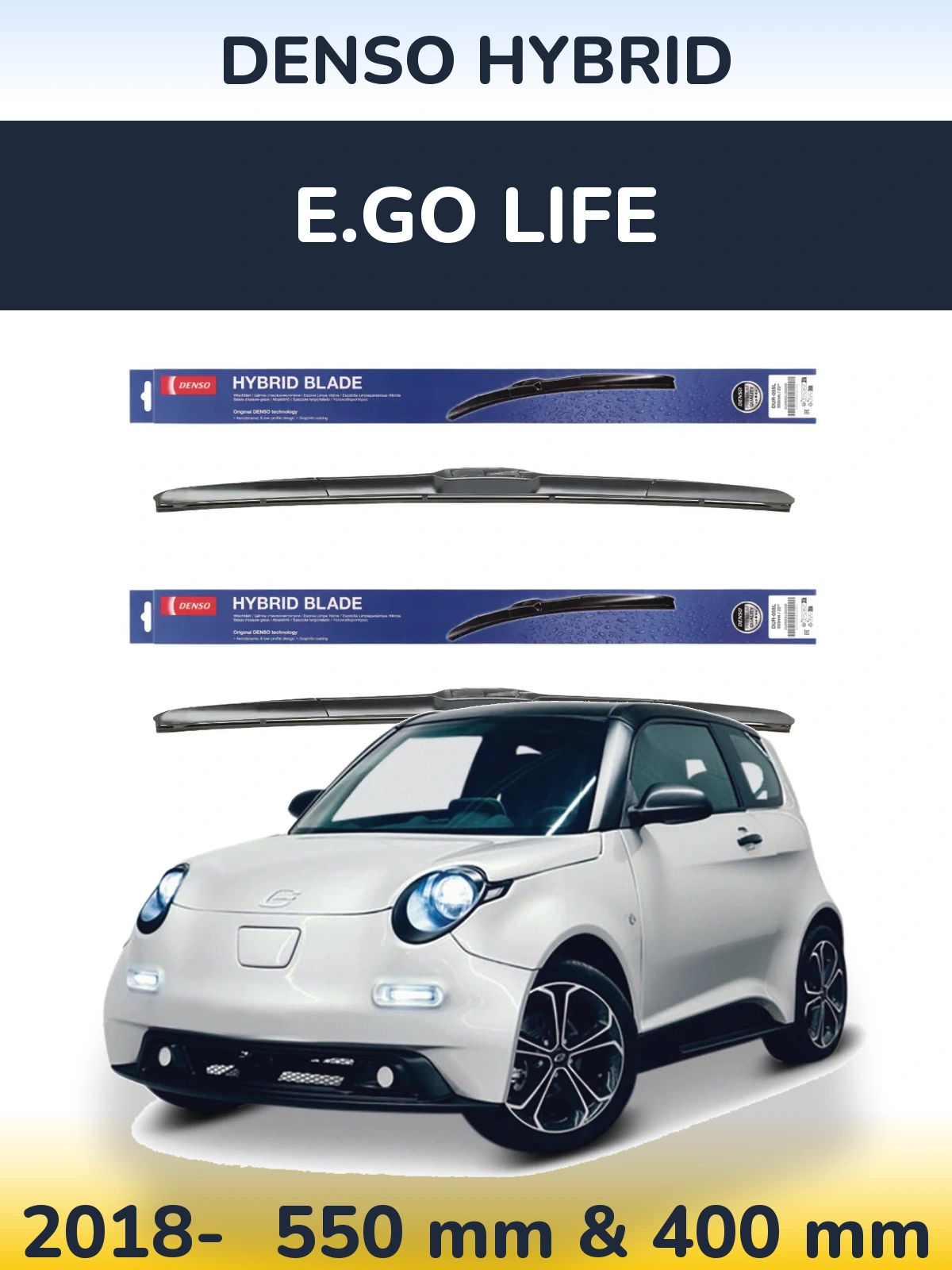 Комплект передних дворников Denso Hybrid 550 & 400 мм для E.GO life 2018-2026