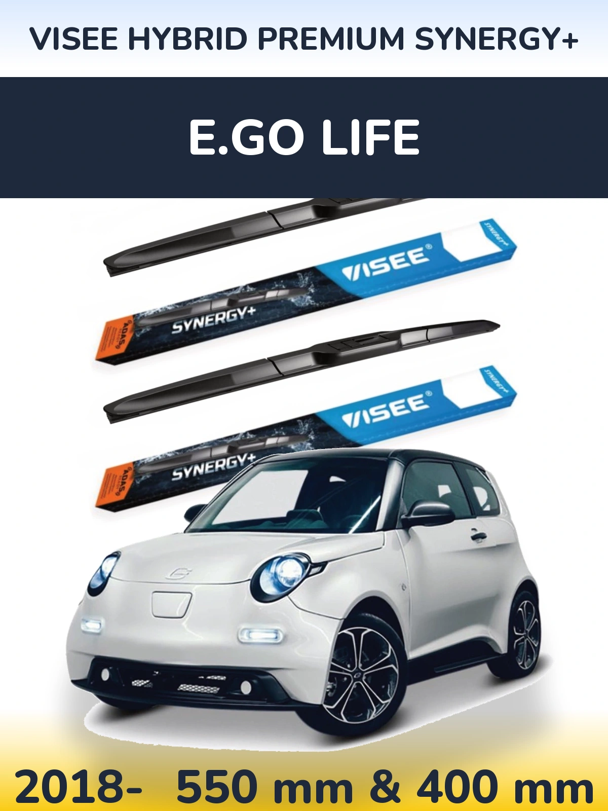 Комплект передних дворников VISEE HYBRID PREMIUM SYNERGY+ 550 & 400 мм для E.GO life 2018-2026