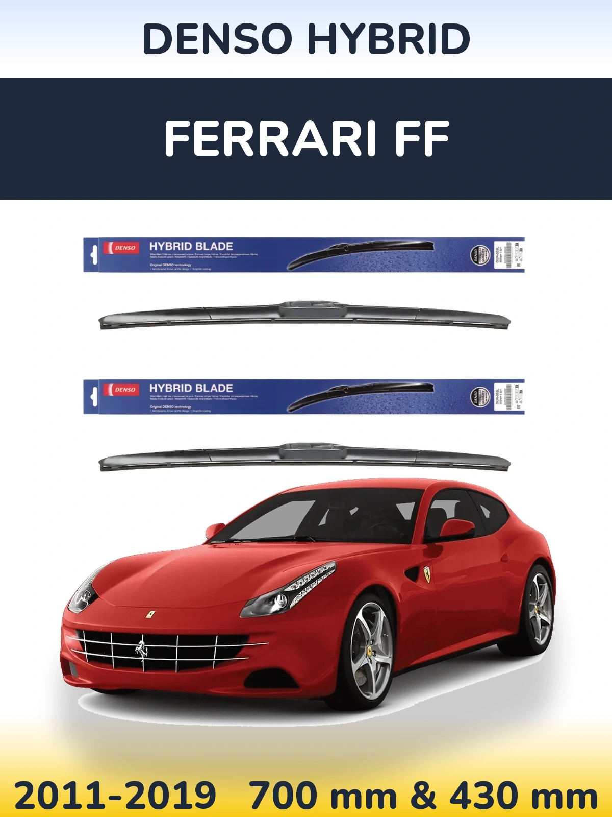 Комплект передних дворников Denso Hybrid 700 & 430 мм для Ferrari FF 2011-2019