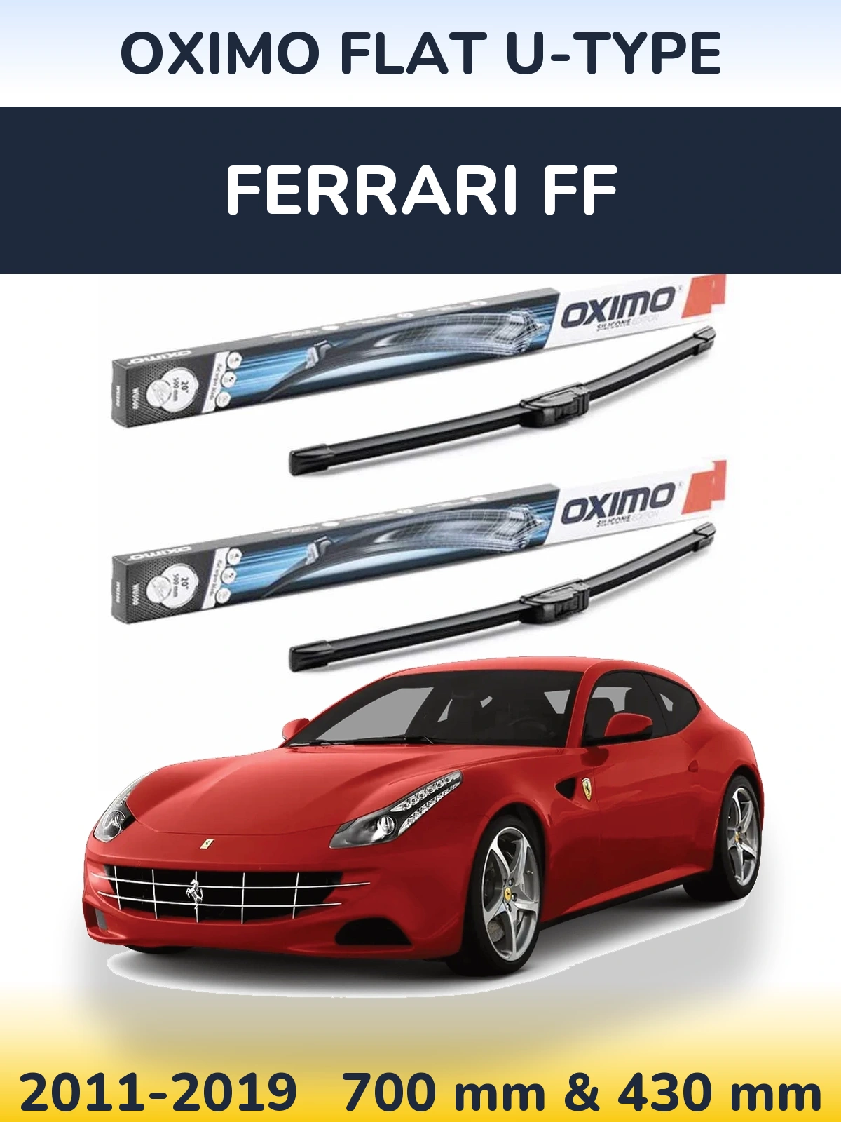 Комплект передних дворников Oximo Flat U-type 700 & 430 мм для Ferrari FF 2011-2019