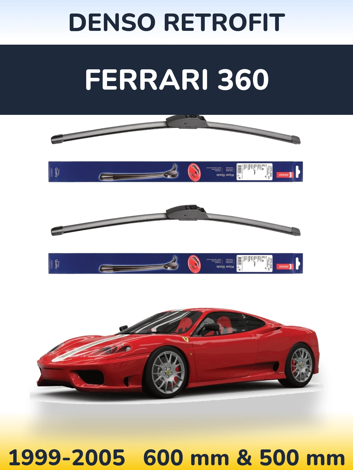 Комплект передних дворников Denso Retrofit 600 & 500 мм для Ferrari 360 1999-2005