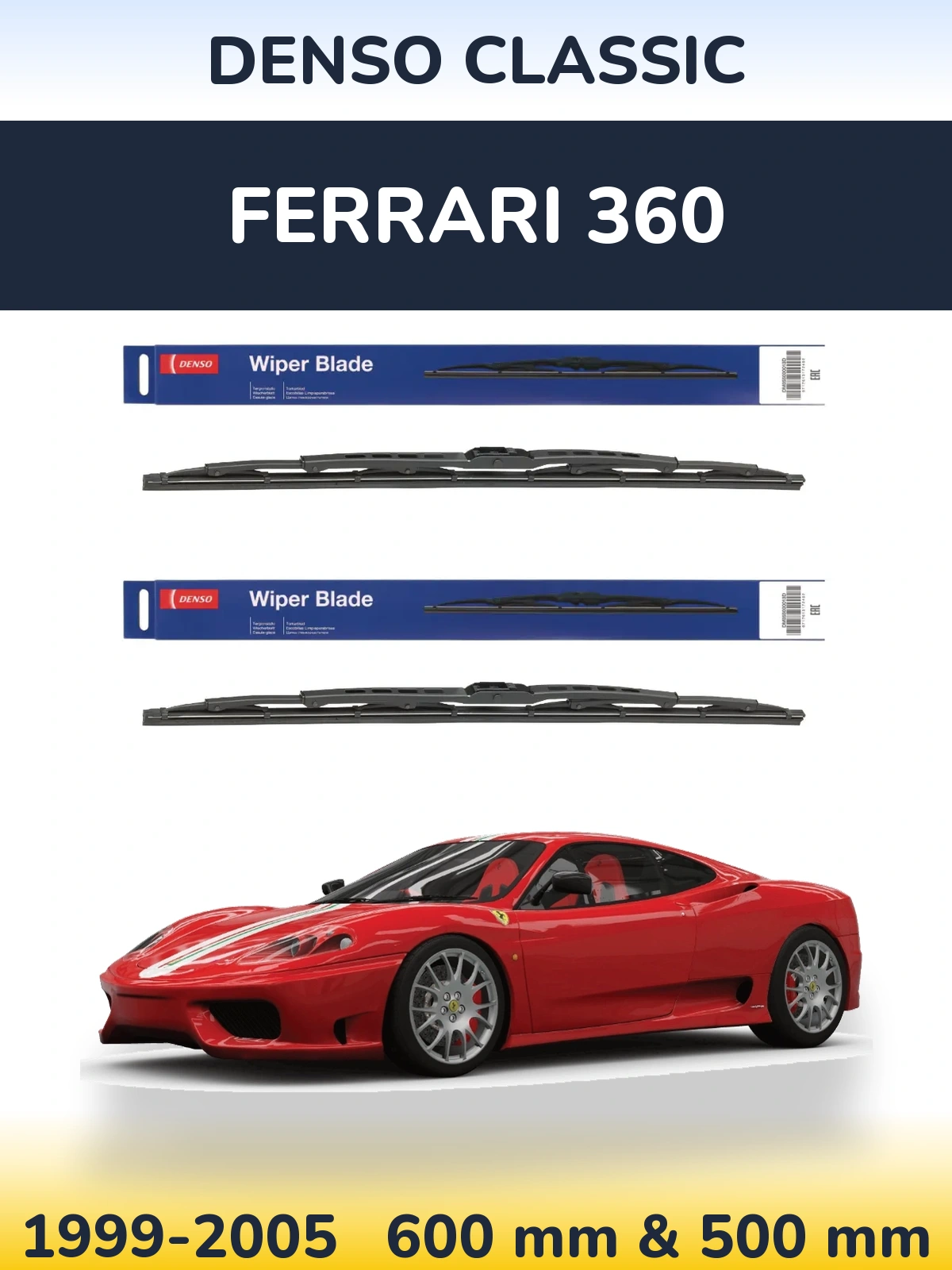 Комплект передніх щіток Denso Classic 600 & 500 мм для Ferrari 360 1999-2005
