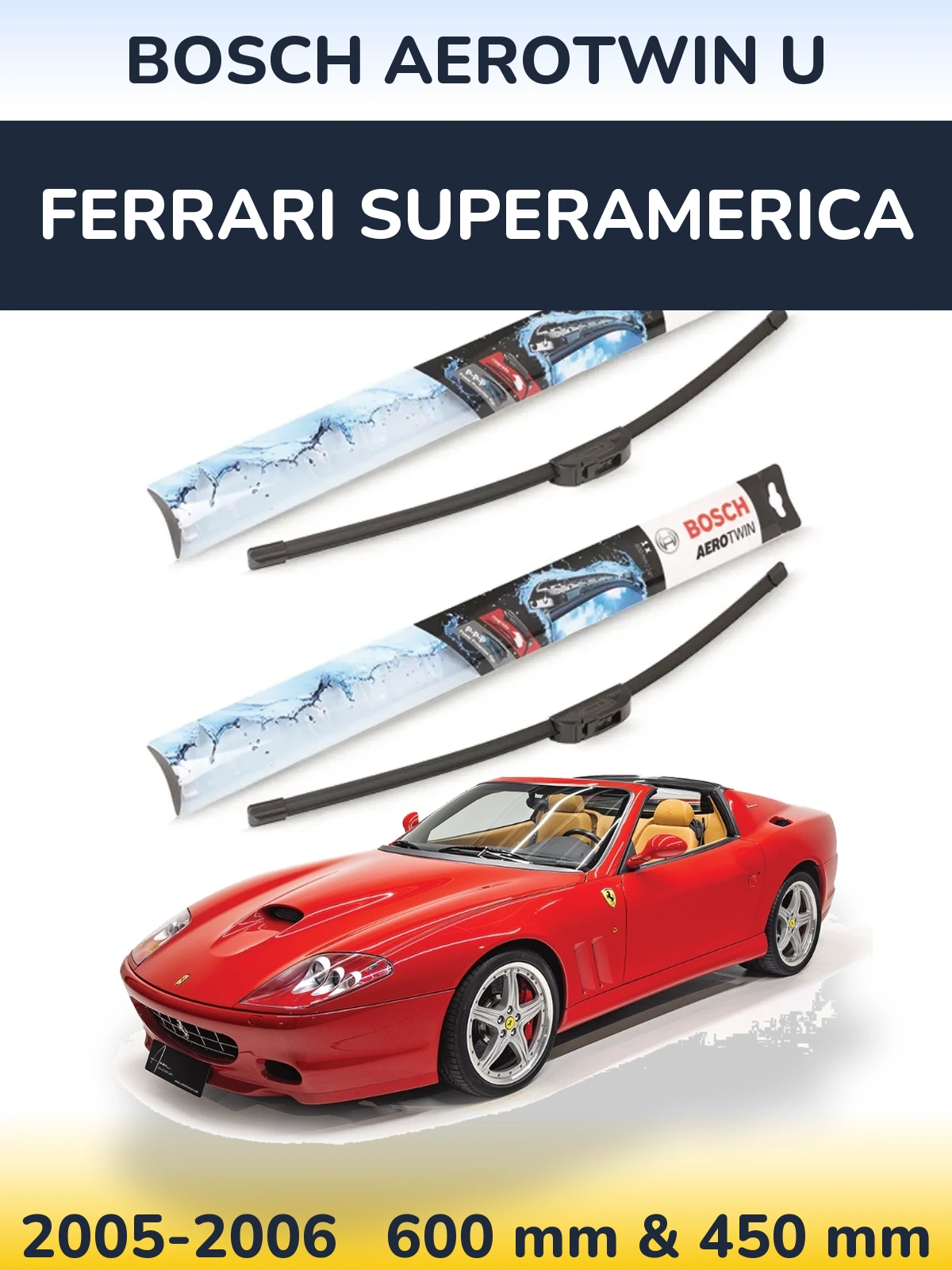 Комплект передніх щіток BOSCH AeroTwin U 600 & 450 мм для Ferrari Superamerica 2005-2006