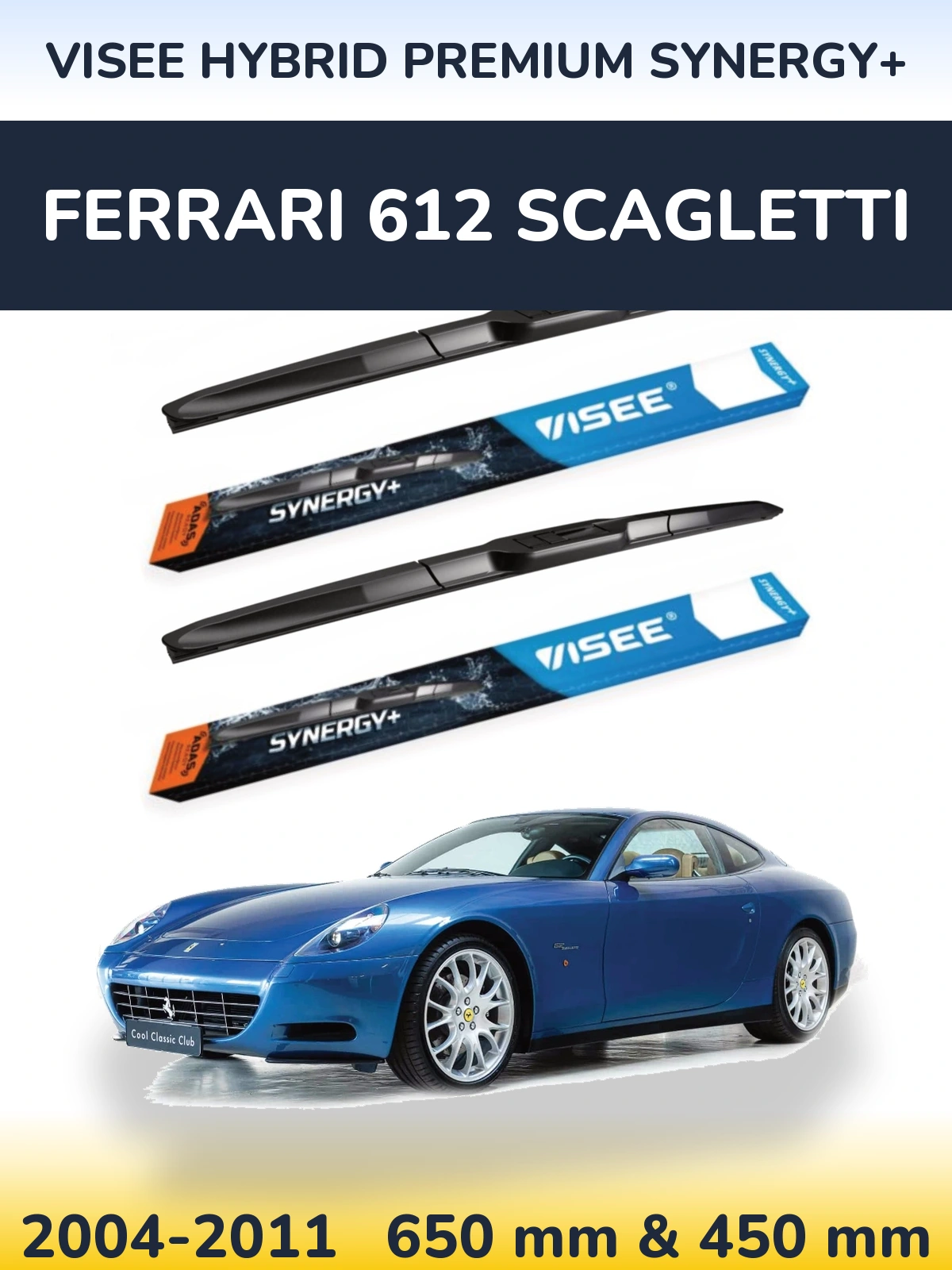 Комплект передних дворников VISEE HYBRID PREMIUM SYNERGY+ 650 & 450 мм для Ferrari 612 Scagletti 2004-2011