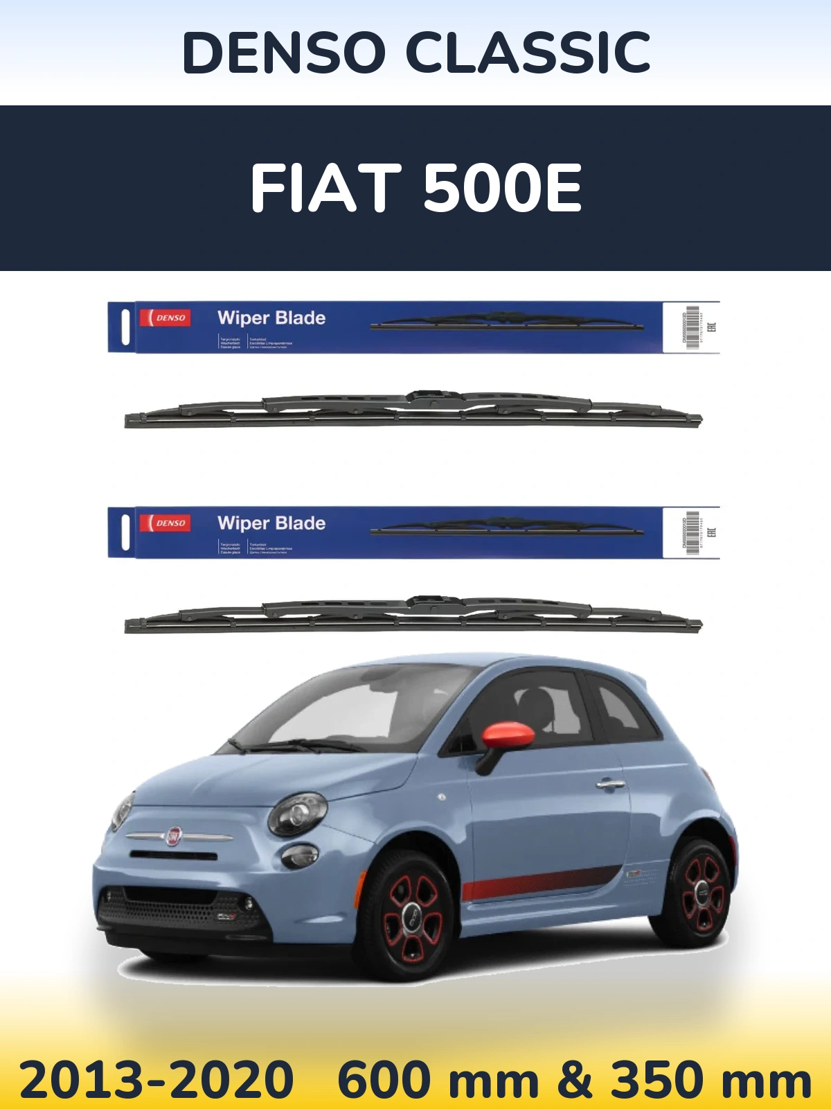Комплект передніх щіток Denso Classic 600 & 350 мм для Fiat 500e 2013-2020