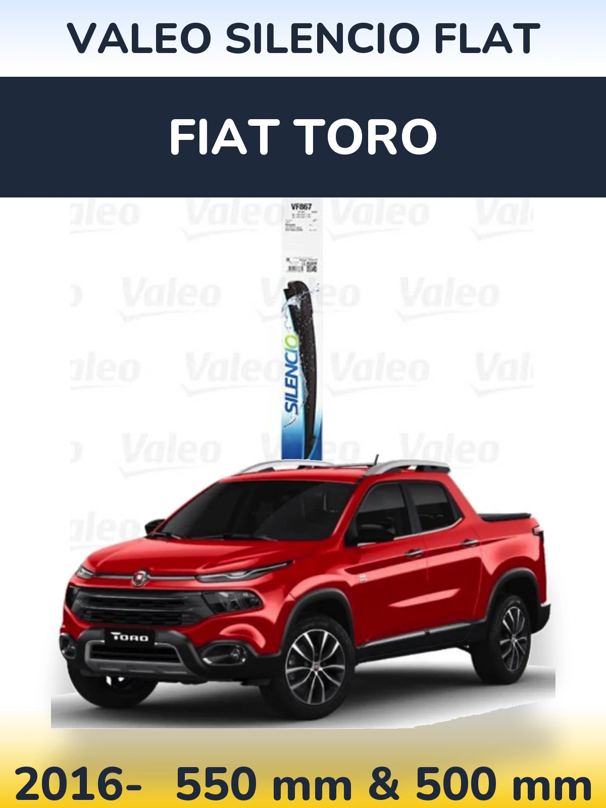 Front wiper blade set Valeo Silencio Flat 550 & 475 mm for Fiat Toro 2016-2026