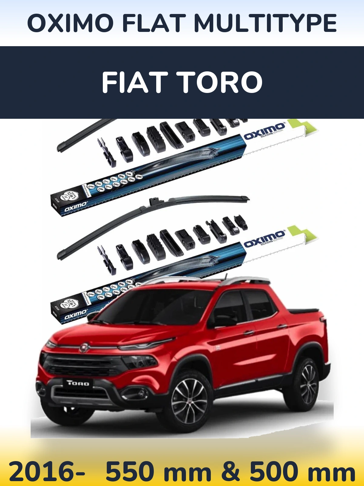 Front wiper blade set Oximo Flat MultiTipse 550 & 500 mm for Fiat Toro 2016-2026