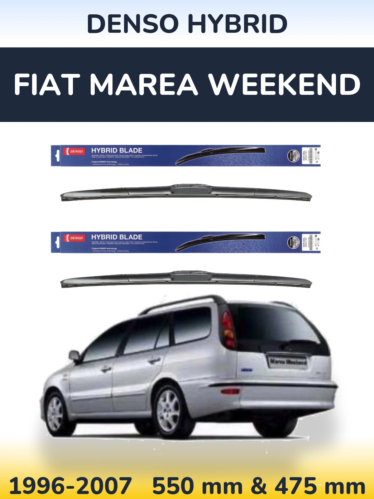 Комплект передних дворников Denso Hybrid 550 & 475 мм для Fiat Marea Weekend 1996-2007