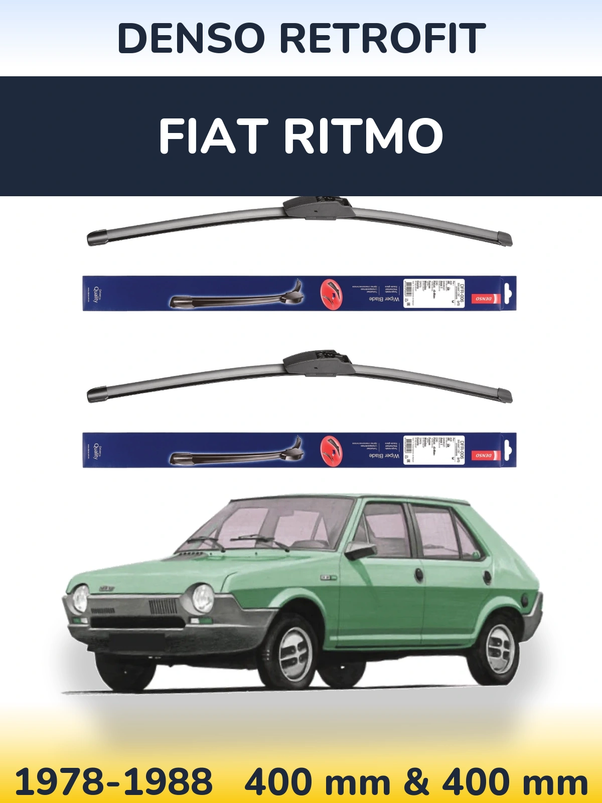 Комплект передних дворников Denso Retrofit 400 & 400 мм для Fiat Ritmo 1978-1988