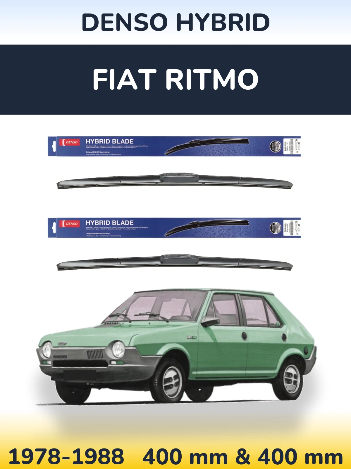 Комплект передних дворников Denso Hybrid 400 & 400 мм для Fiat Ritmo 1978-1988