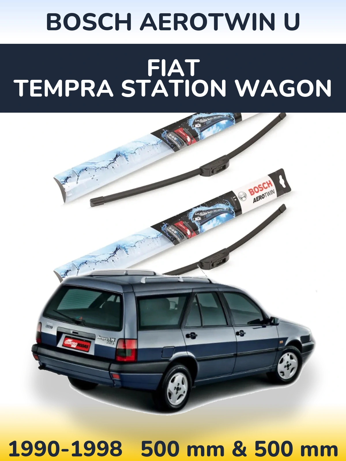 Front wiper blade set BOSCH AeroTwin U 500 & 500 mm for Fiat Tempra Station Wagon 1990-1998