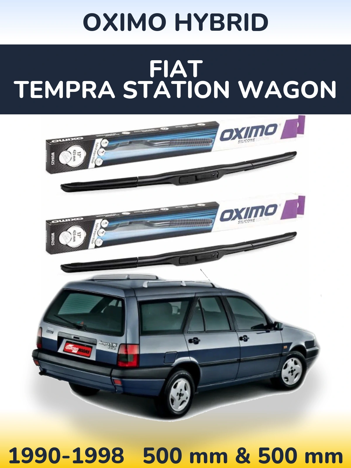 Front wiper blade set Oximo Hybrid 500 & 500 mm for Fiat Tempra Station Wagon 1990-1998