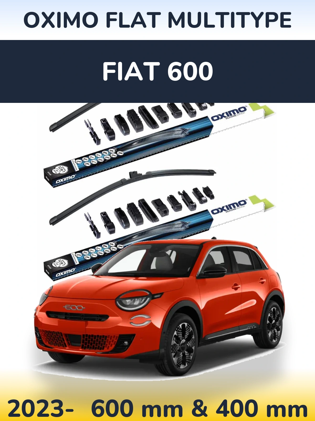 Комплект передних дворников Oximo Flat MultiТипe 600 & 400 мм для Fiat 600 2023-2026