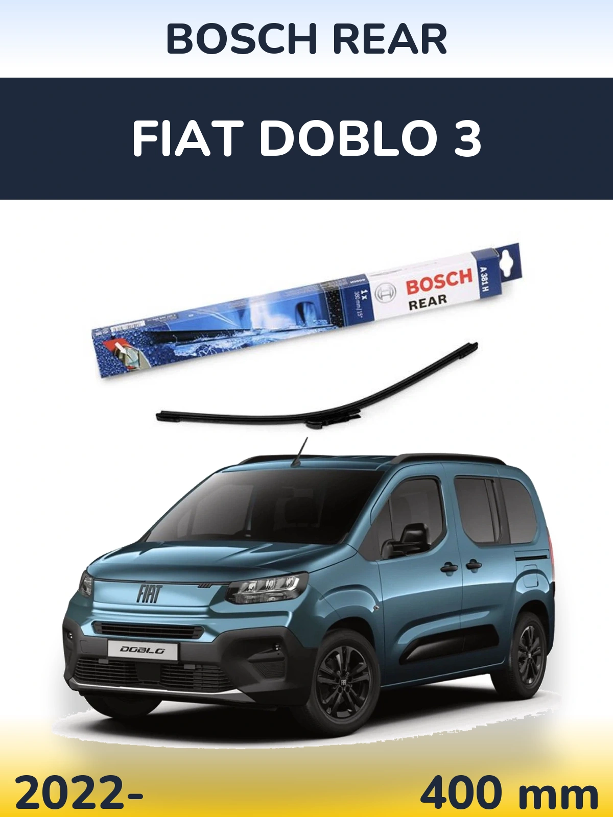 Rear wiper blade BOSCH Rear 380 mm for Fiat Doblo 3 2022-2026