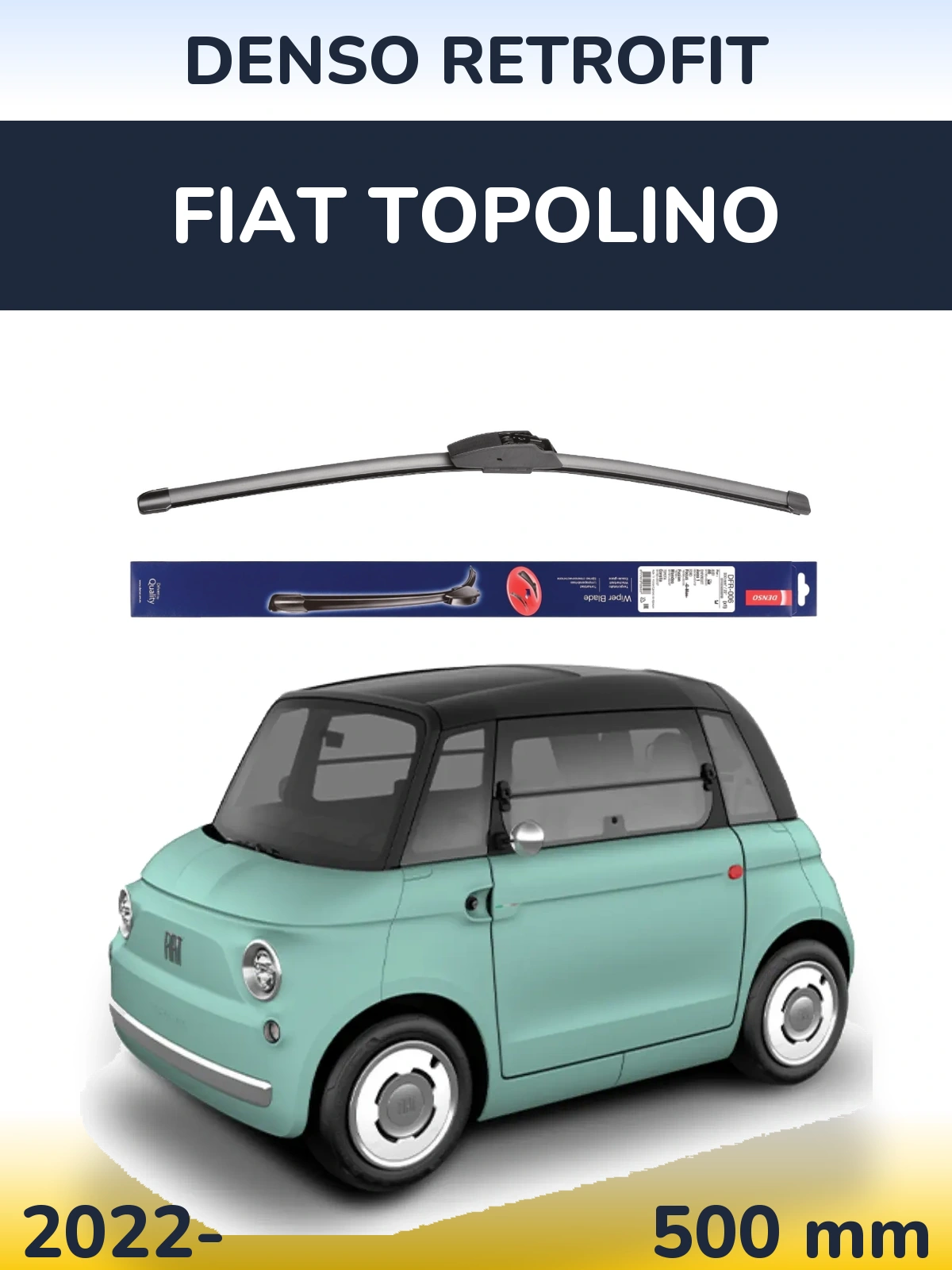 Front wiper blade Denso Retrofit 500 mm for Fiat Topolino 2022-2026