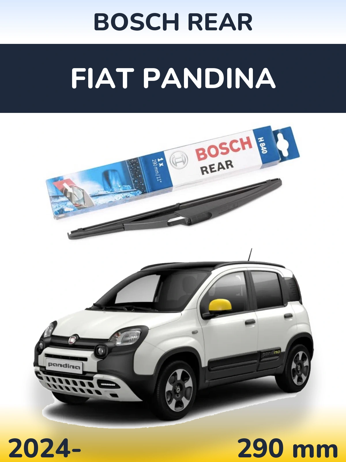 Rear wiper blade BOSCH Rear 290 mm for Fiat Pandina 2024-2026