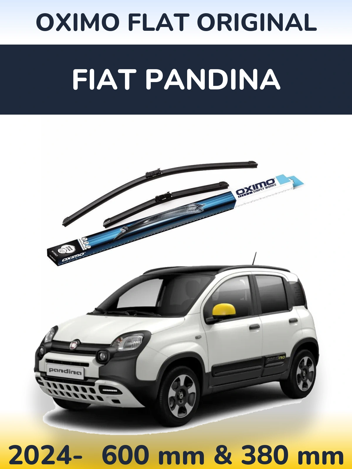Комплект передних дворников Oximo Flat Original 600 & 380 мм для Fiat Pandina 2024-2026