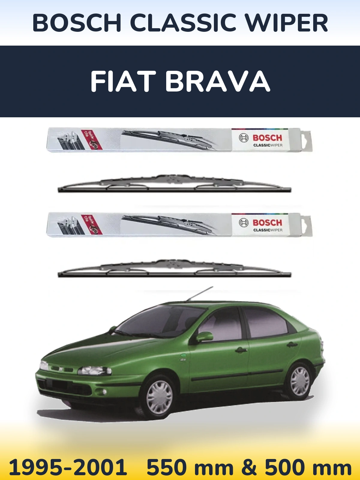 Комплект передних дворников BOSCH Classic Wiper 550 & 500 мм для Fiat Brava 1995-2001