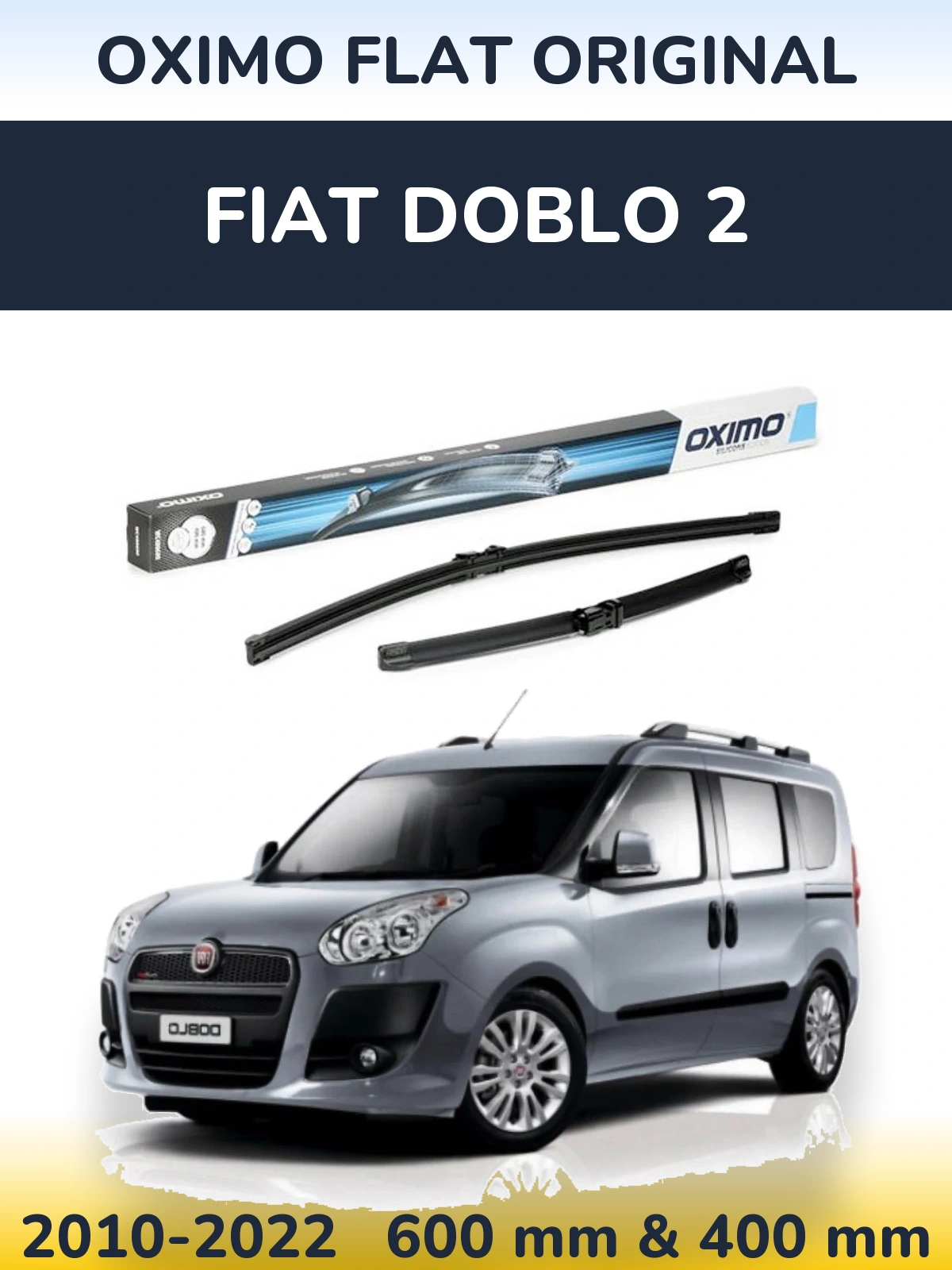 Front wiper blade set Oximo Flat Original 600 & 400 mm for Fiat Doblo 2 2010-2022