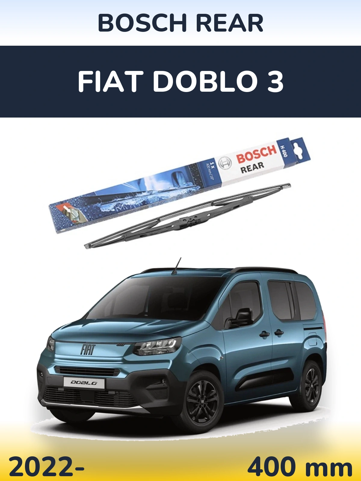 Rear wiper blade BOSCH Rear 400 mm for Fiat Doblo 3 2022-2026
