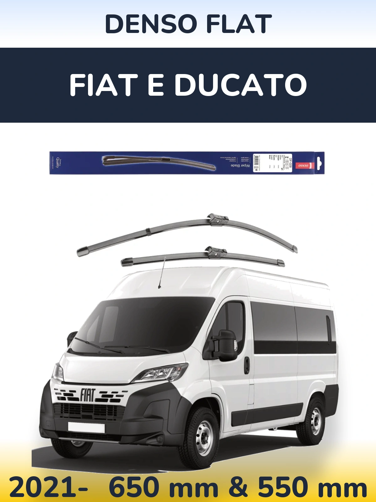 Front wiper blade set Denso Flat 650 & 550 mm for Fiat E Ducato 2021-2026