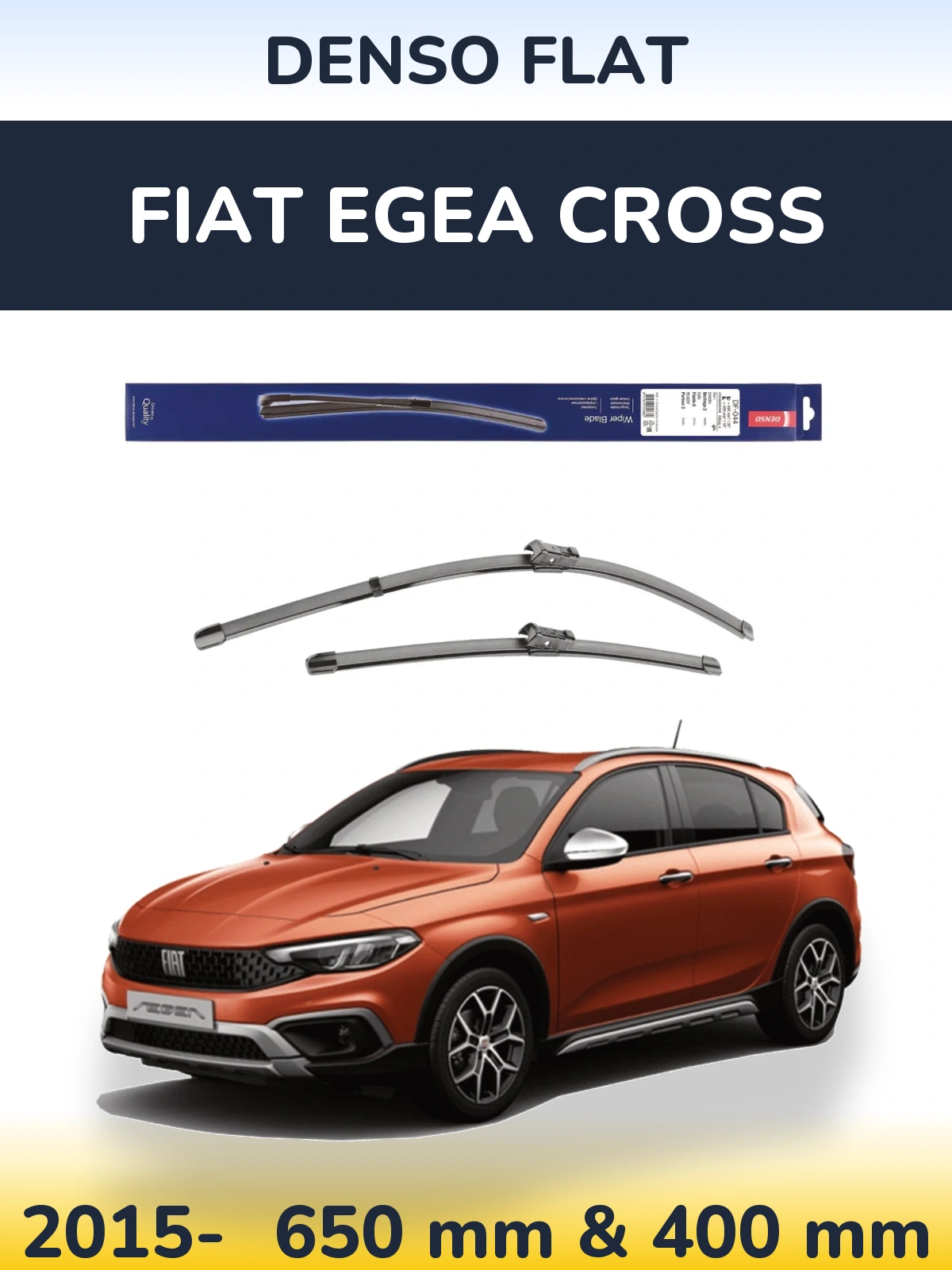Комплект передних дворников Denso Flat 650 & 400 мм для Fiat Egea Cross 2015-2026