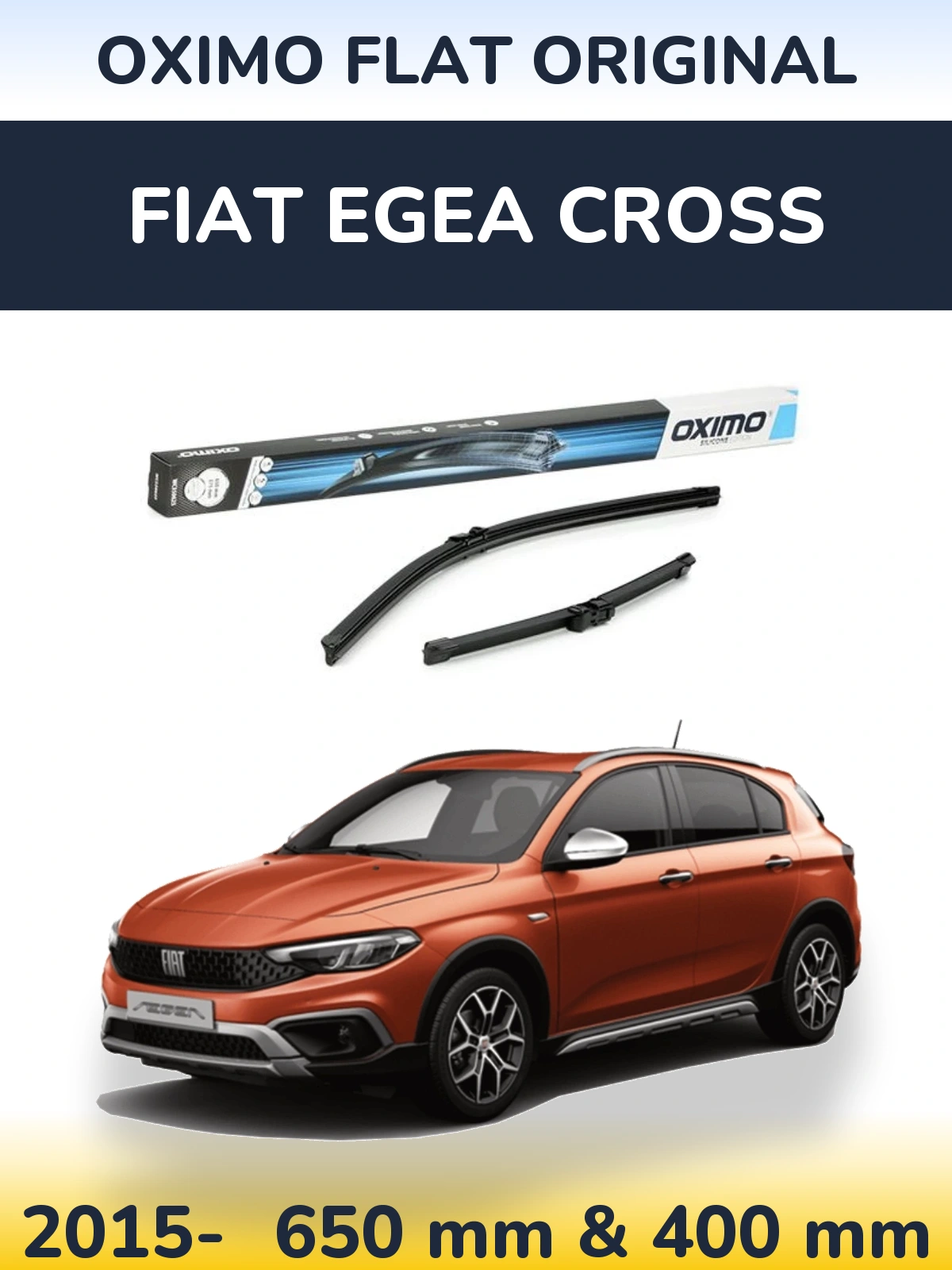Комплект передних дворников Oximo Flat Original 650 & 375 мм для Fiat Egea Cross 2015-2026