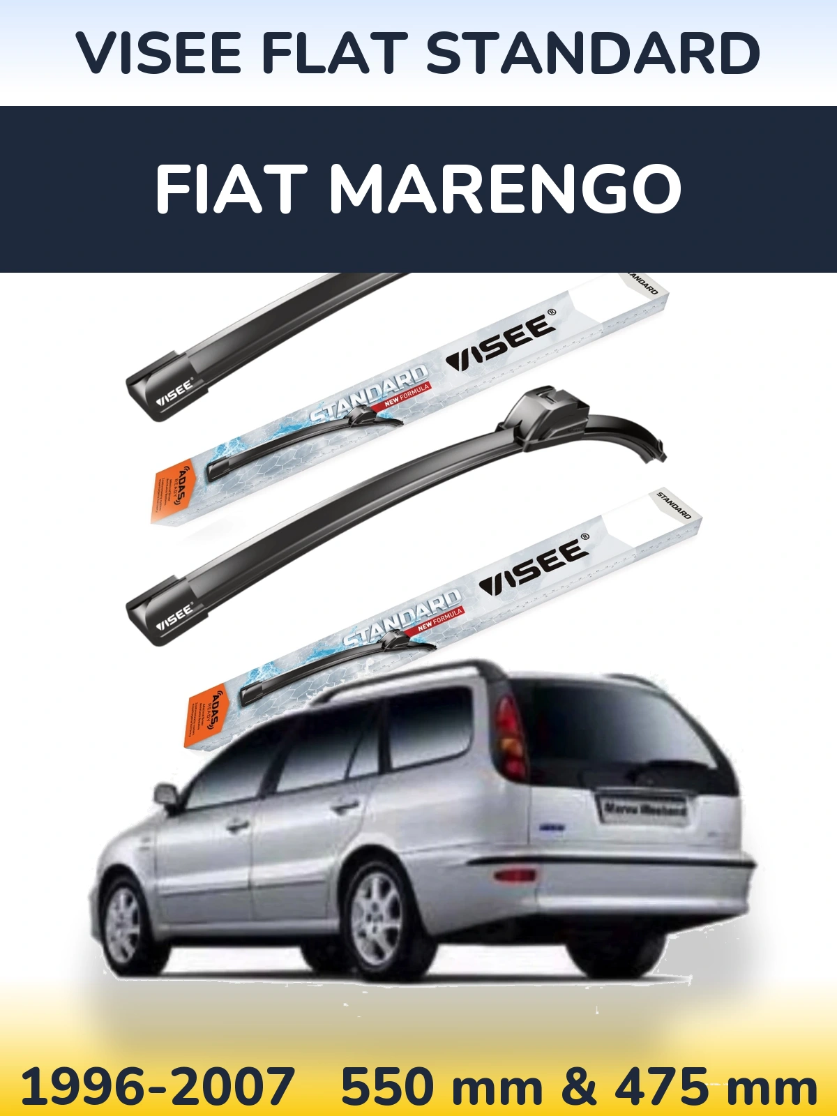 Комплект передніх щіток VISEE FLAT STANDARD 550 & 475 мм для Fiat Marengo 1996-2007