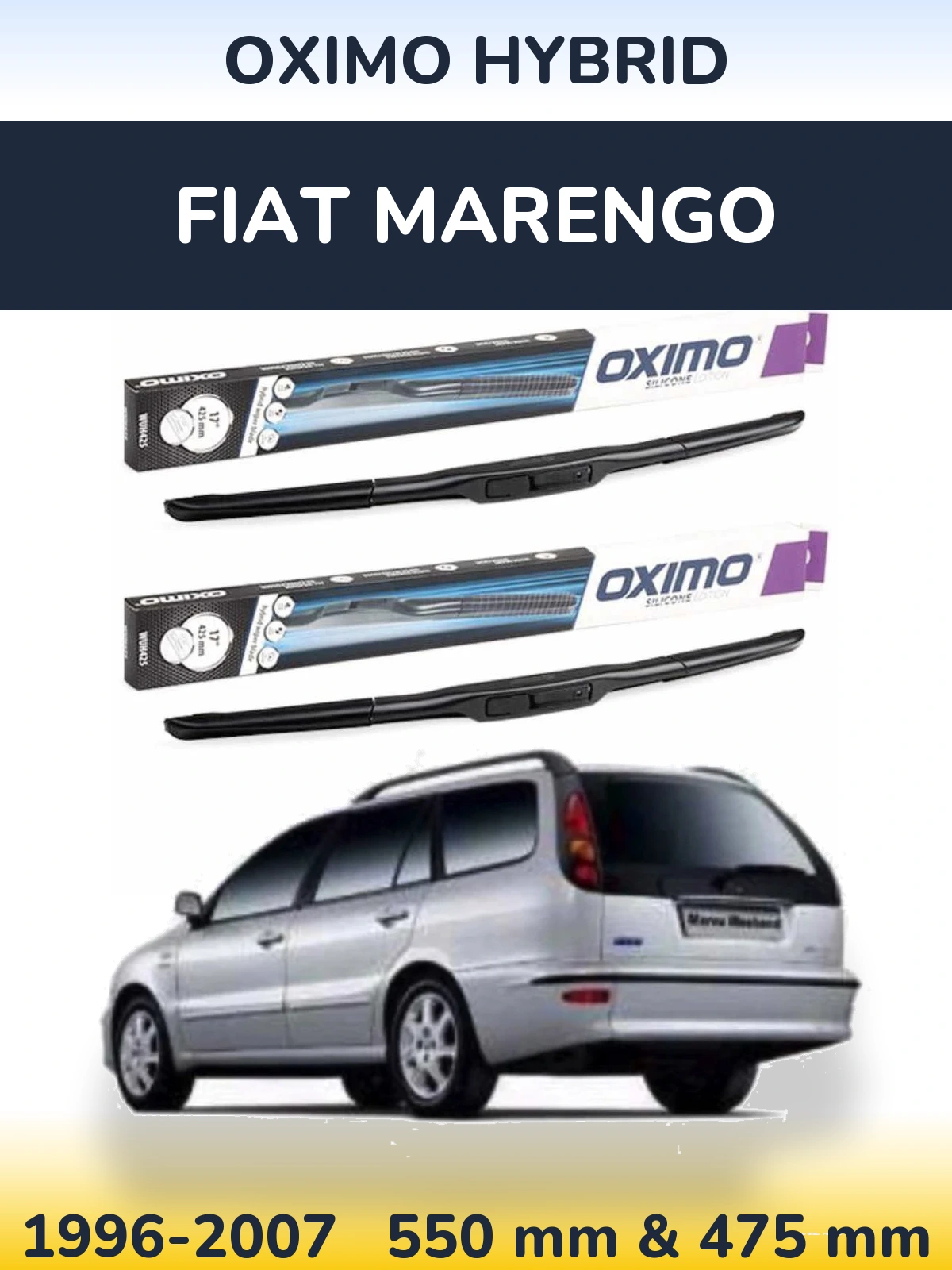 Front wiper blade set Oximo Hybrid 550 & 475 mm for Fiat Marengo 1996-2007