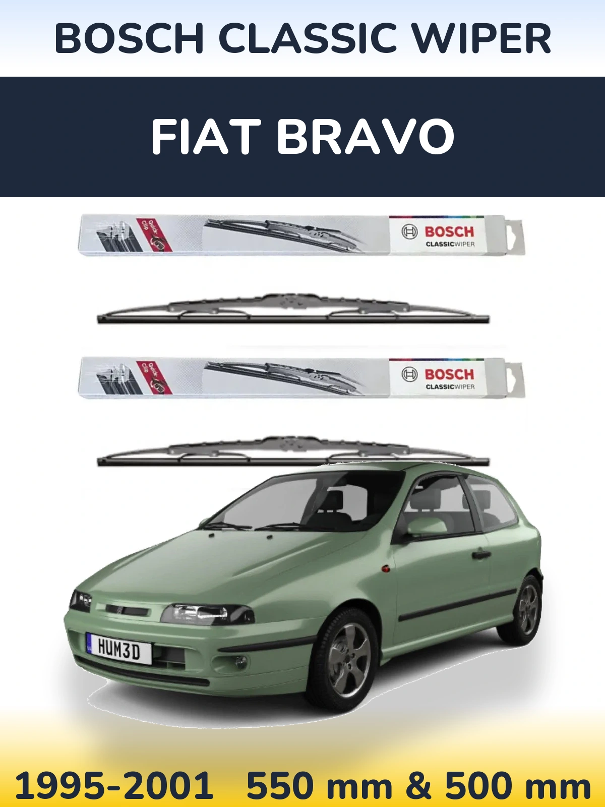 Комплект передних дворников BOSCH Classic Wiper 550 & 500 мм для Fiat Bravo 1995-2001