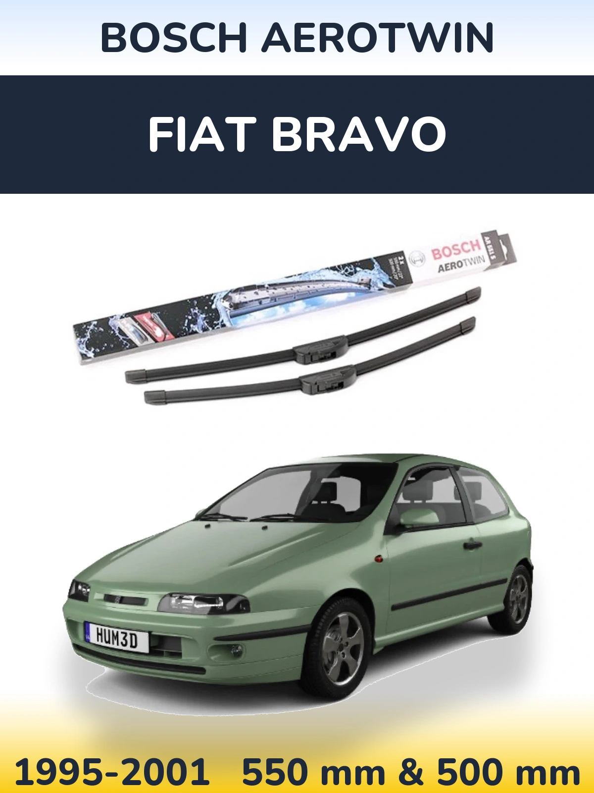 Комплект передних дворников BOSCH AeroTwin 550 & 500 мм для Fiat Bravo 1995-2001
