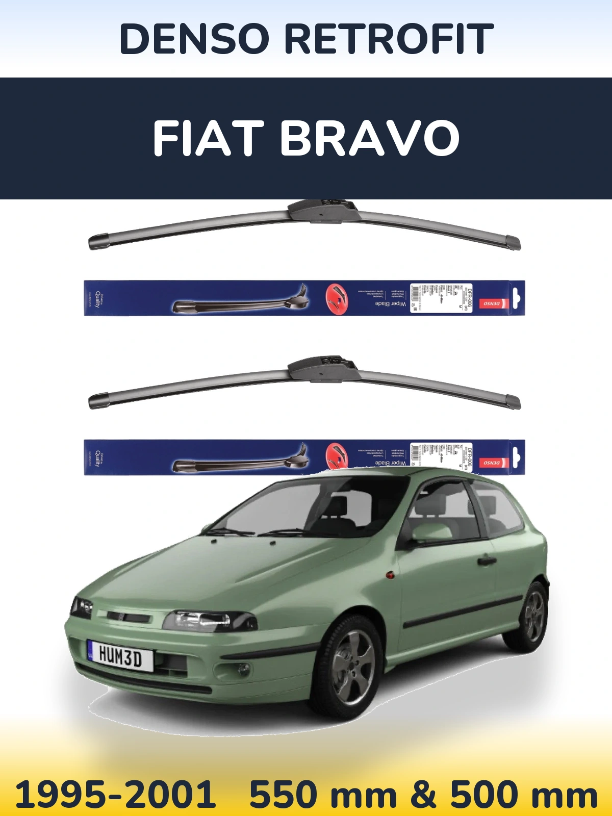 Комплект передних дворников Denso Retrofit 550 & 500 мм для Fiat Bravo 1995-2001