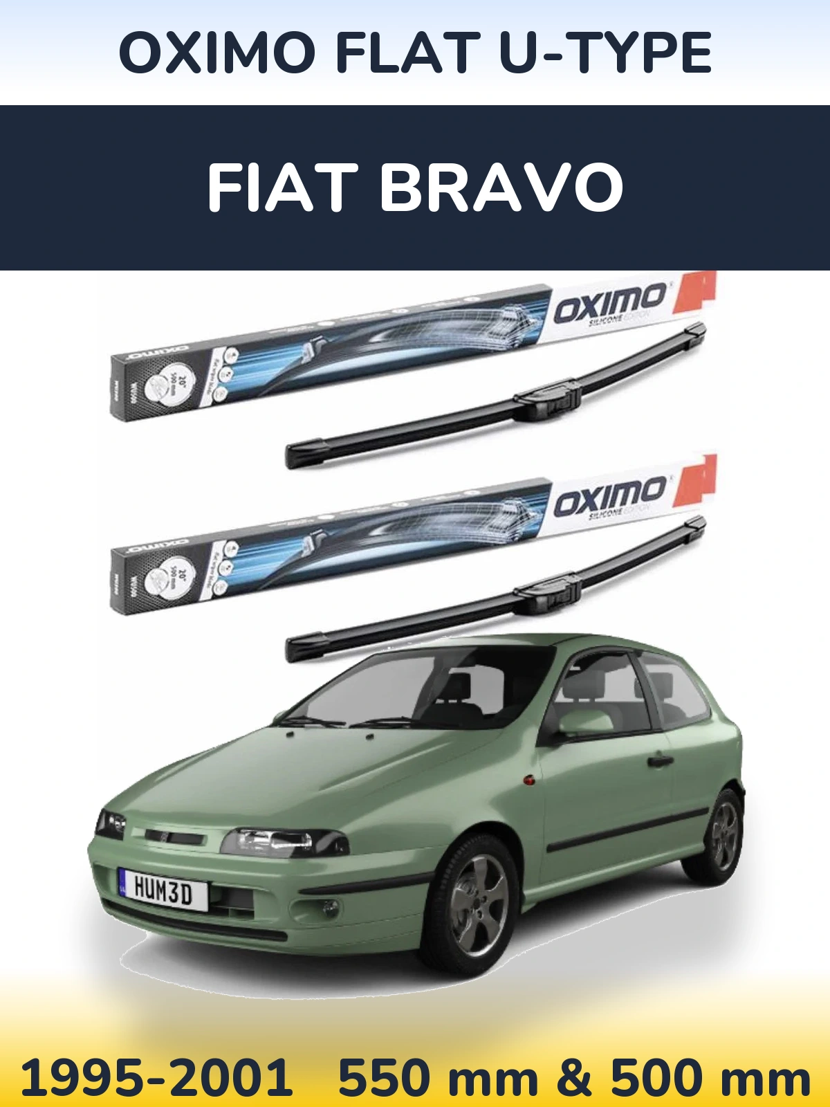 Комплект передних дворников Oximo Flat U-type 550 & 500 мм для Fiat Bravo 1995-2001