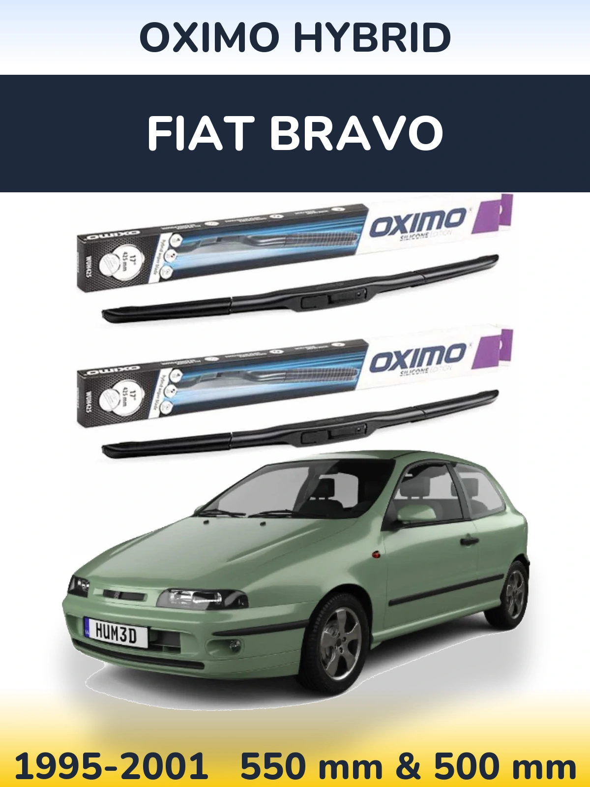 Комплект передних дворников Oximo Hybrid 550 & 500 мм для Fiat Bravo 1995-2001