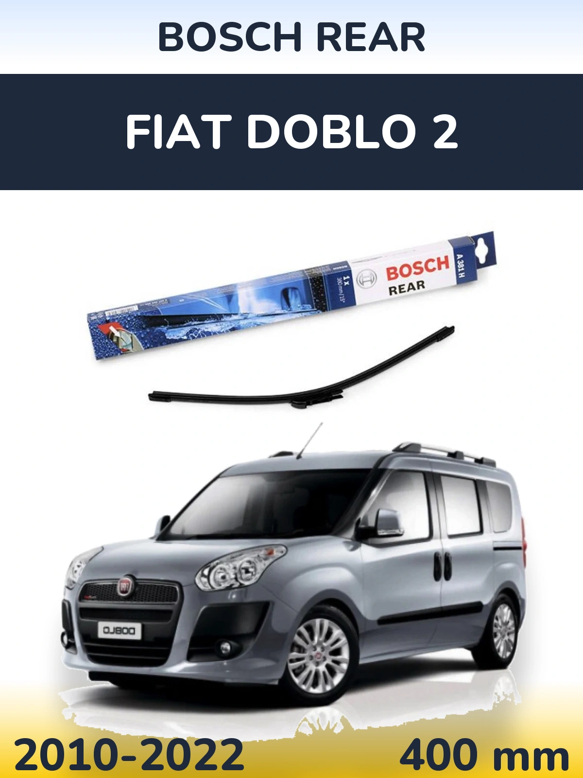 Rear wiper blade BOSCH Rear 380 mm for Fiat Doblo 2 2010-2022
