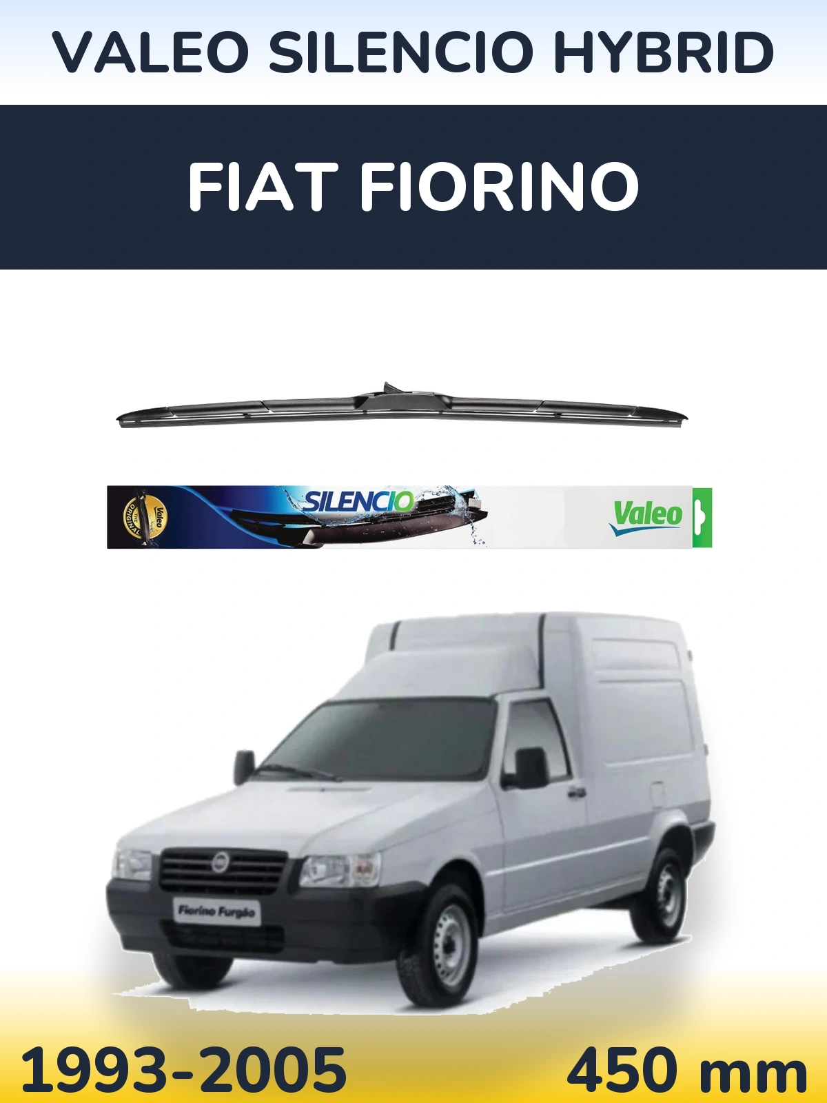 Front wiper blade Valeo Silencio Hybrid 450 mm for Fiat Fiorino 1993-2005