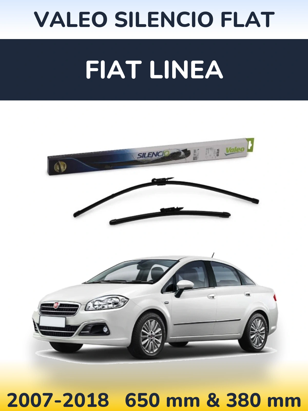 Комплект передних дворников Valeo Silencio Flat 650 & 380 мм для Fiat Linea 2007-2018