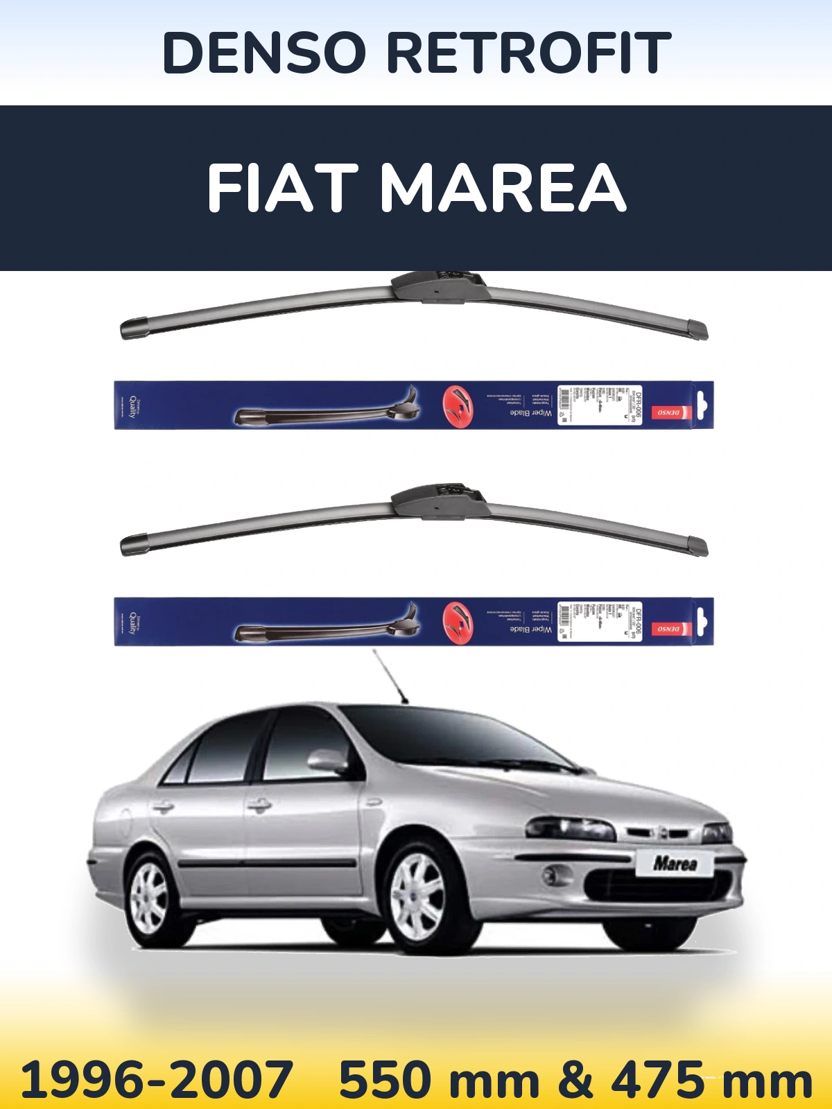 Комплект передніх щіток Denso Retrofit 550 & 475 мм для Fiat Marea 1996-2007
