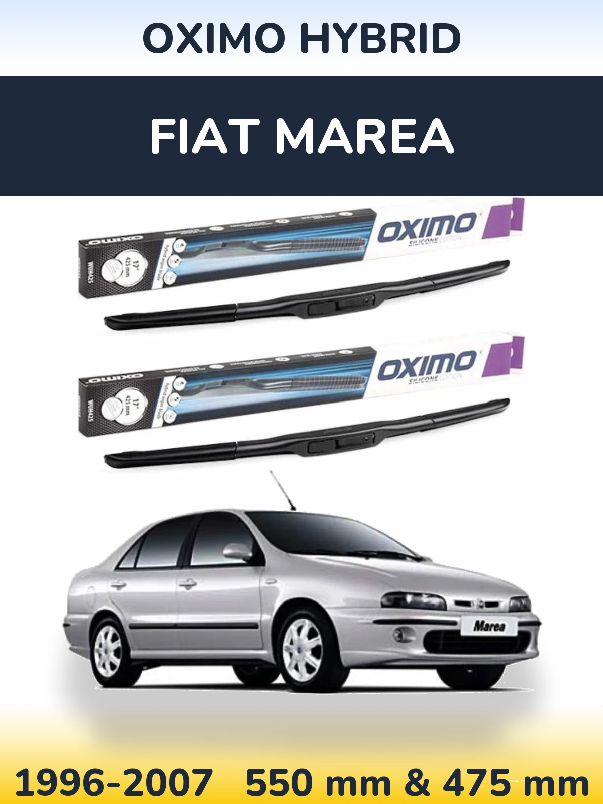 Комплект передніх щіток Oximo Hybrid 550 & 475 мм для Fiat Marea 1996-2007