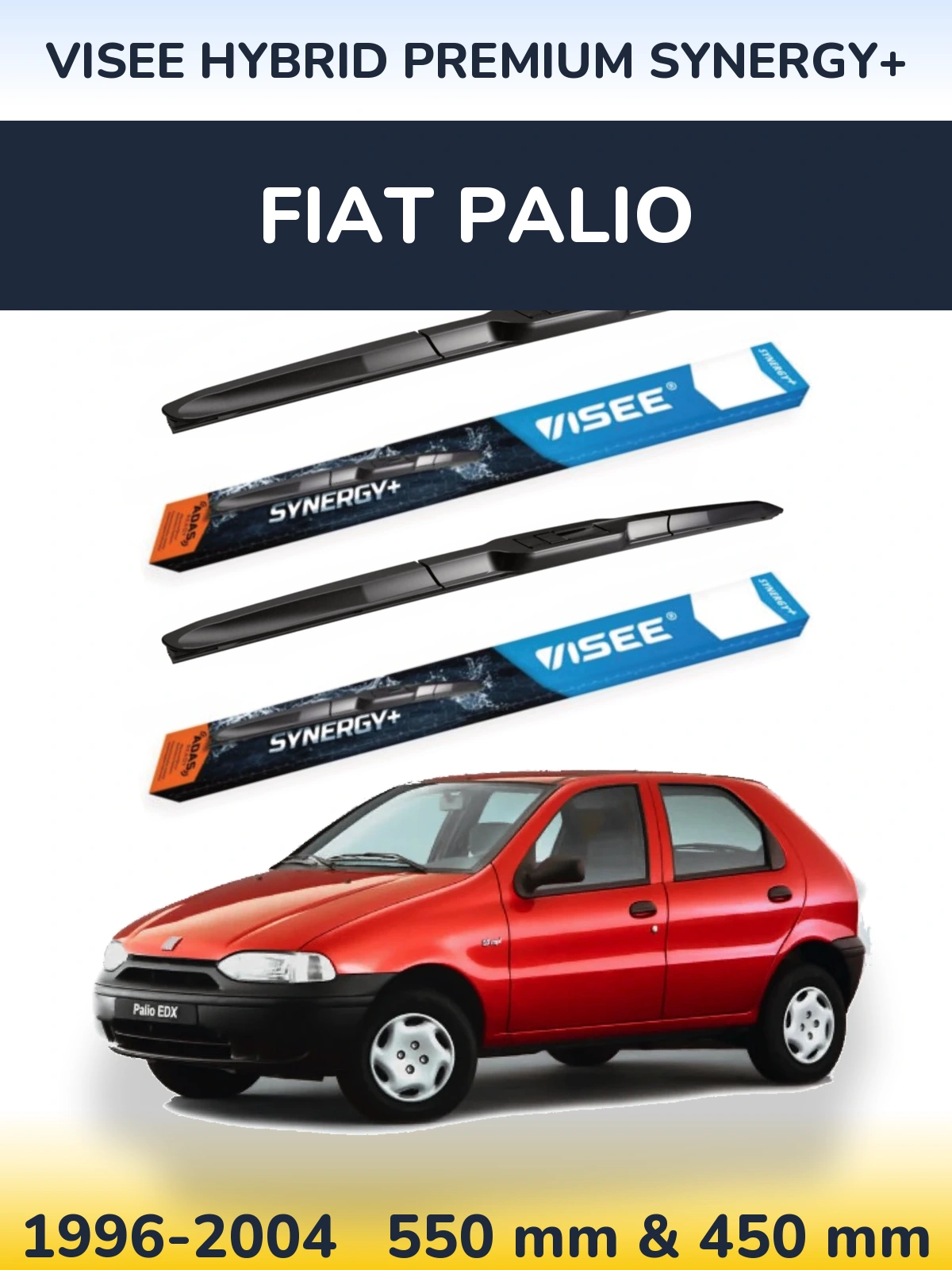 Front wiper blade set VISEE HYBRID PREMIUM SYNERGY+ 550 & 450 mm for Fiat Palio 1996-2004
