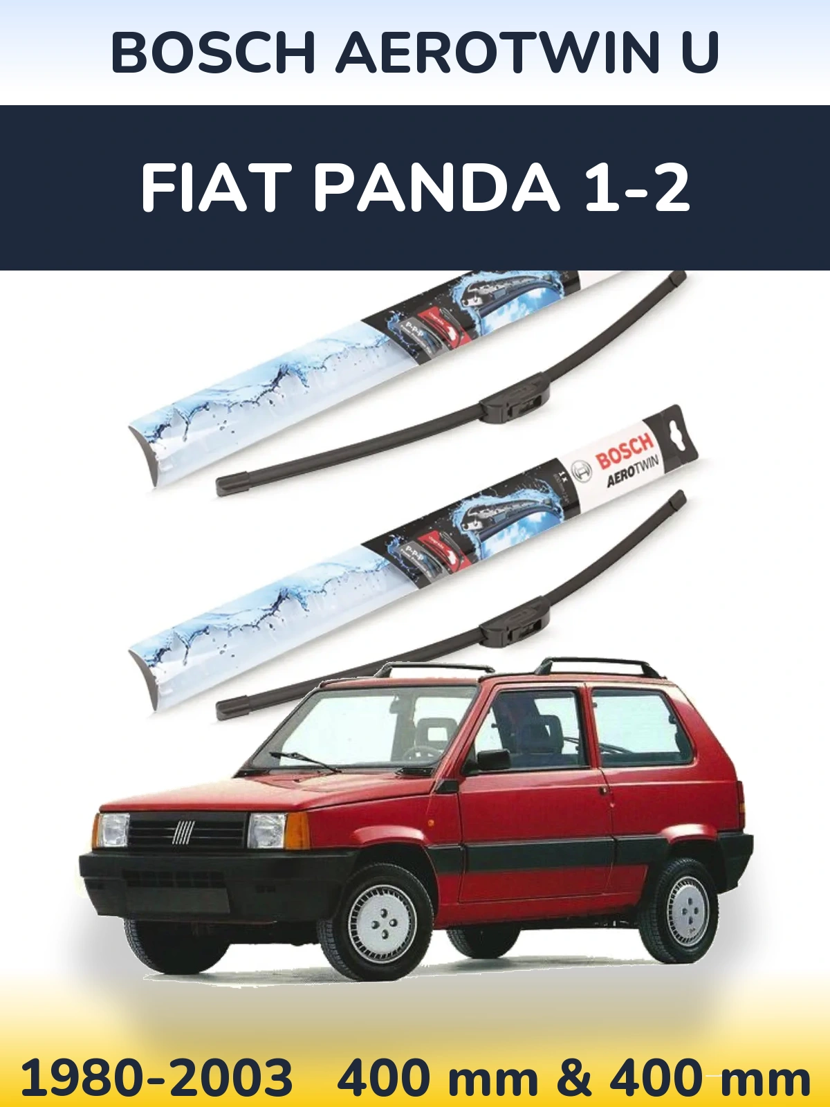 Front wiper blade set BOSCH AeroTwin U 400 & 400 mm for Fiat Panda 1-2 1980-2003
