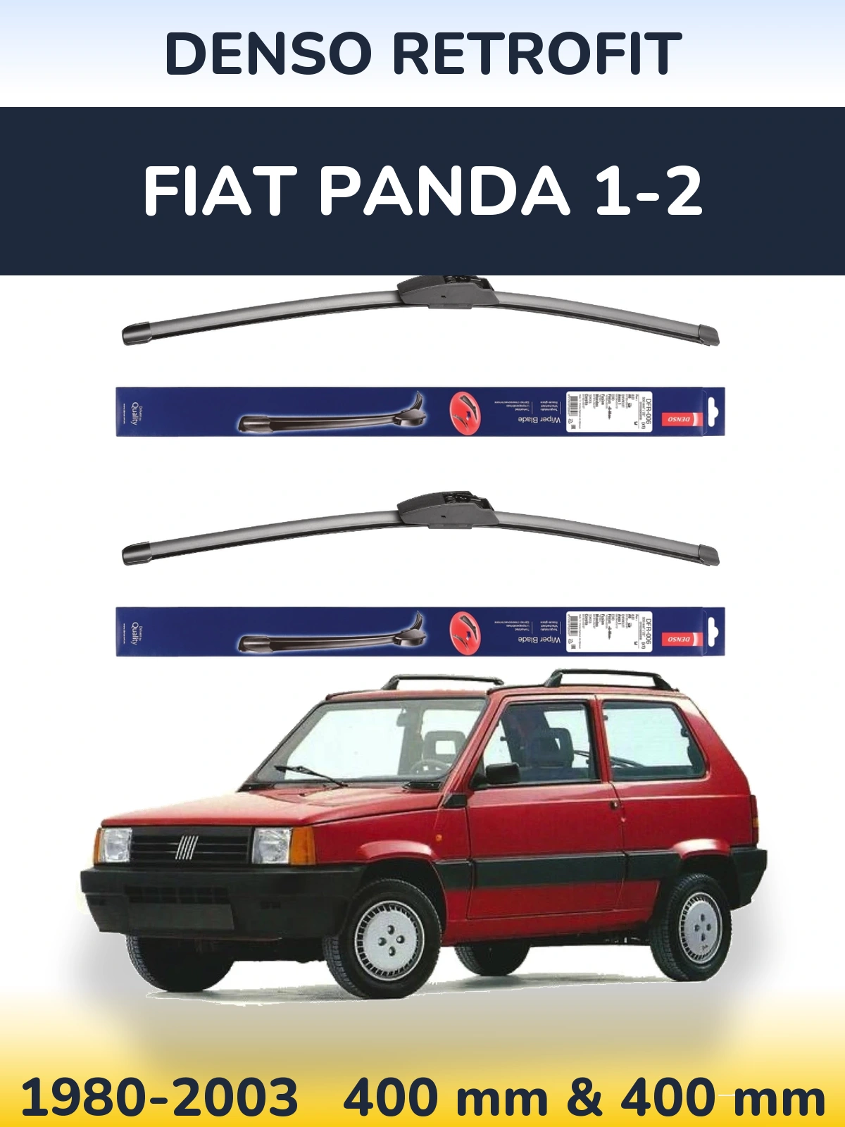 Комплект передних дворников Denso Retrofit 400 & 400 мм для Fiat Panda 1-2 1980-2003