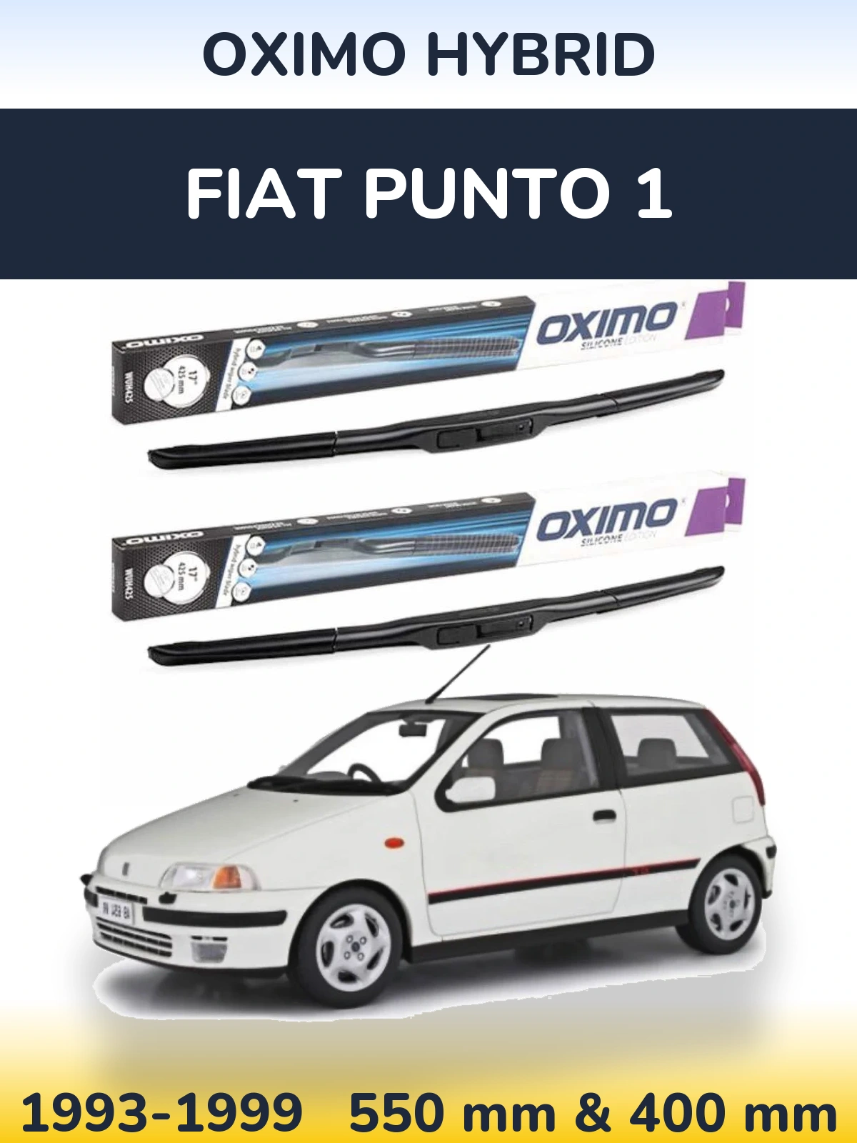 Front wiper blade set Oximo Hybrid 550 & 400 mm for Fiat Punto 1 1993-1999