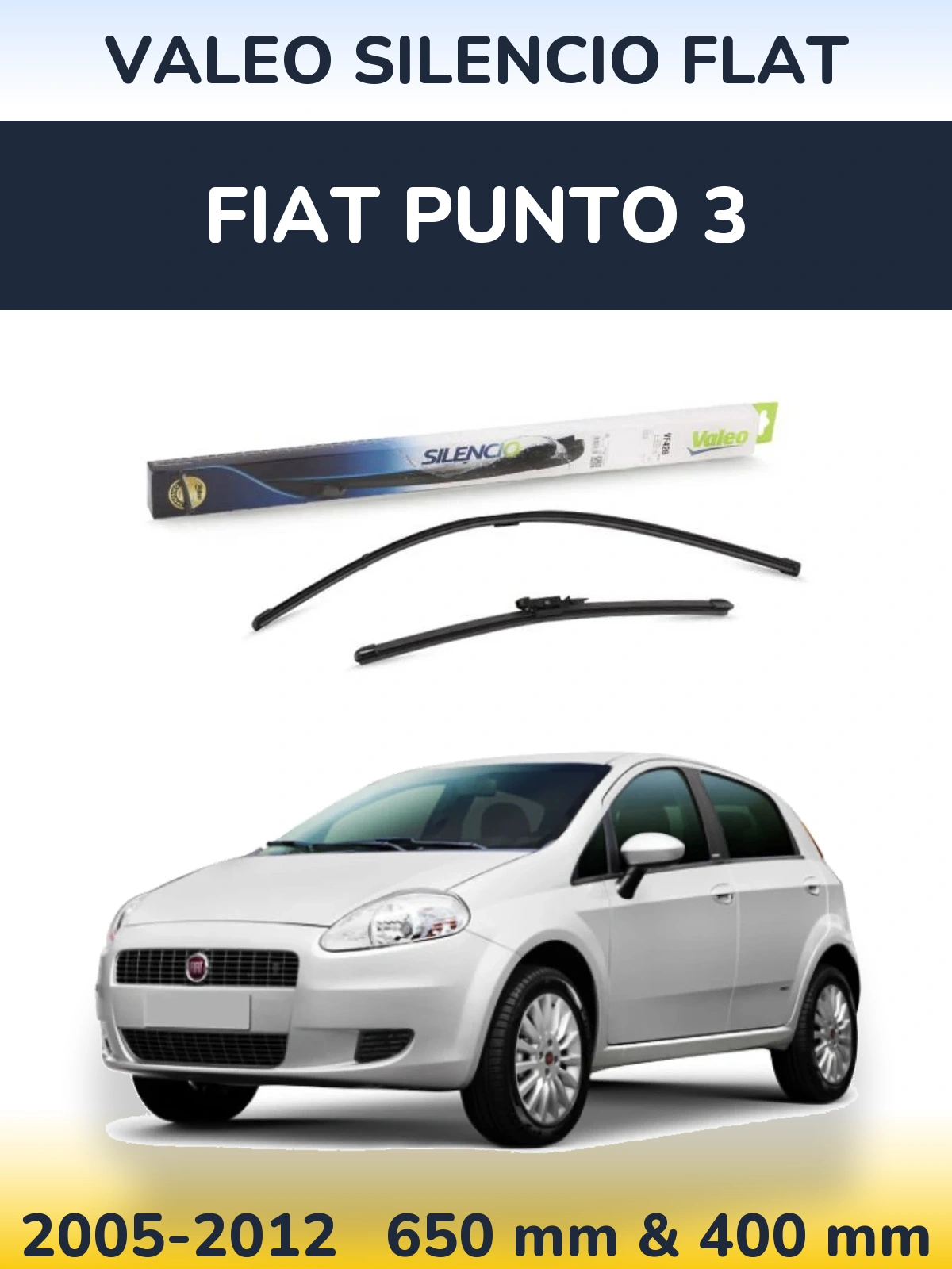 Комплект передних дворников Valeo Silencio Flat 650 & 400 мм для Fiat Punto 3 2005-2012