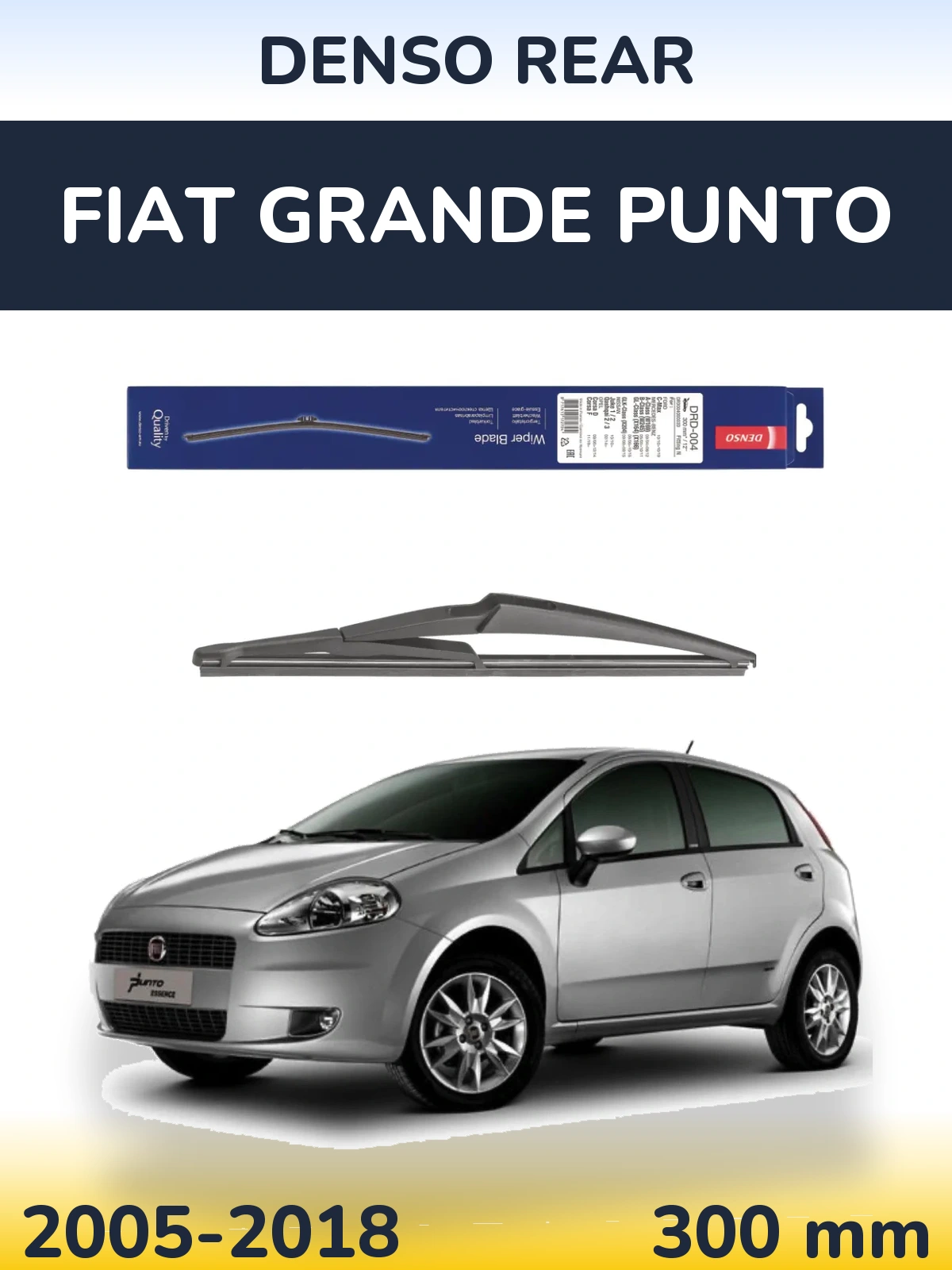 Rear wiper blade Denso Rear 300 mm for Fiat Grande Punto 2005-2018