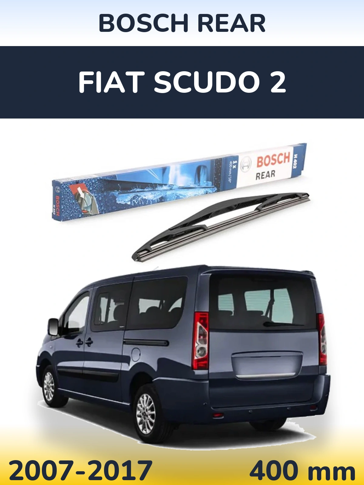 Rear wiper blade BOSCH Rear 400 mm for Fiat Scudo 2 2007-2017